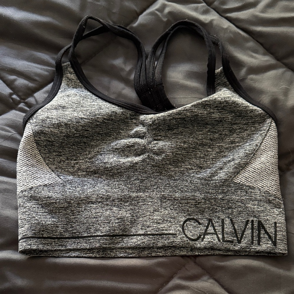 Calvin Klein Heathered Black Sports Bra